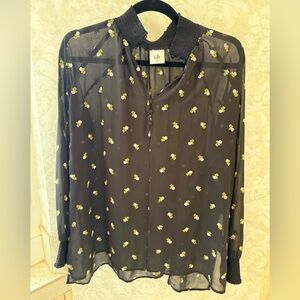 CAbi Embroidered Blouse style #5338 size xs